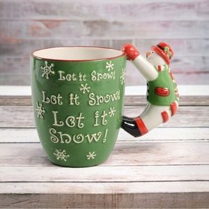 Christmas SUSAN WINGET “Let it Snow” 3D snowman Coffee Holiday Mug NWT